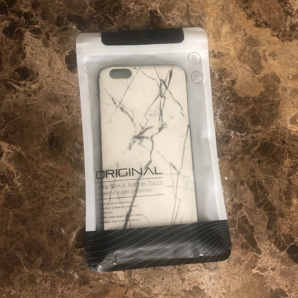 NEW Ultra Slim & Soft to Touch Hardshell Marble White iPhone 6 Plus Phone Case